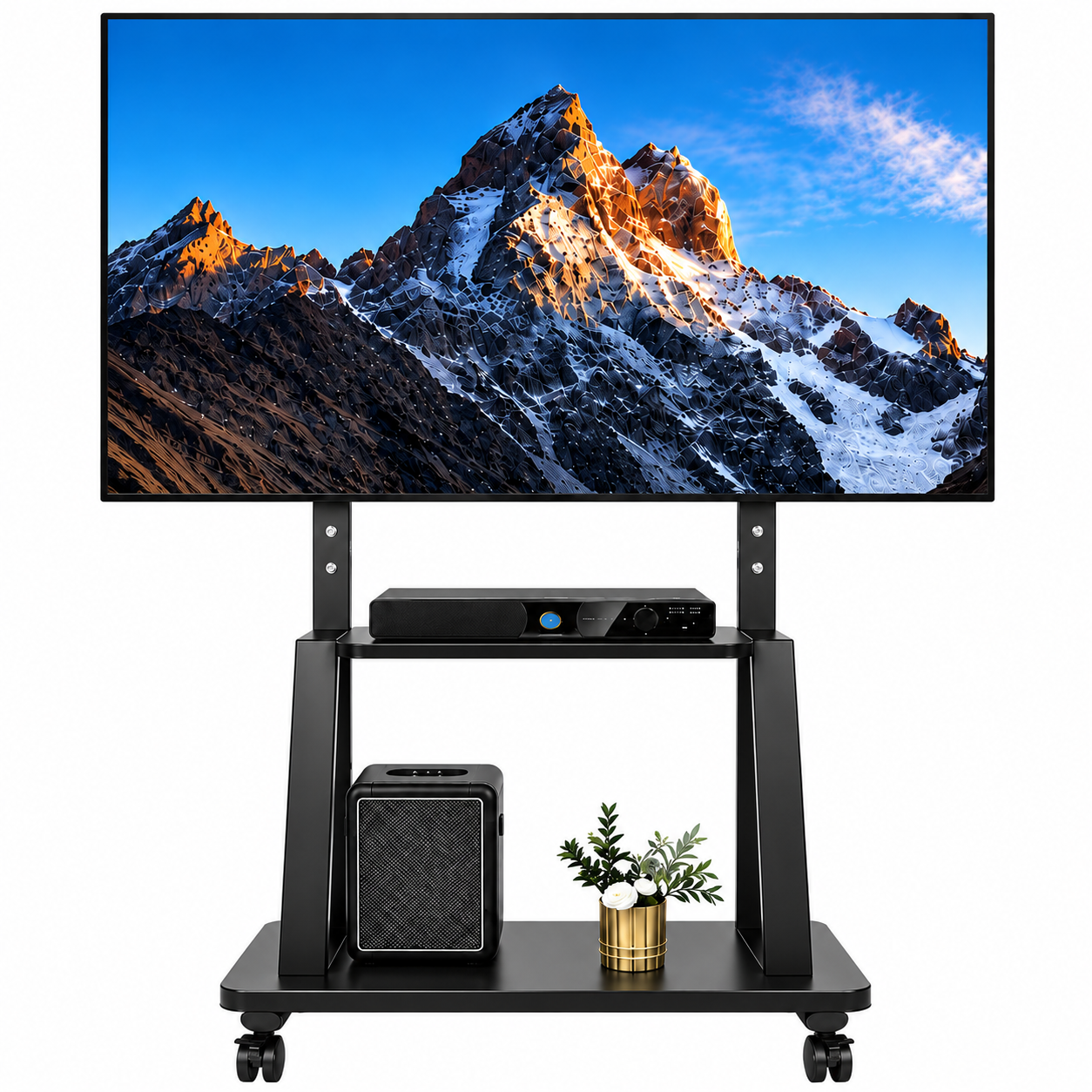JaxSteam Height-Adjustable Rolling TV Stand for 32–75" TVs