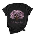 thumbnail image 1 of Hauts de Sensibilisation au Cancer du Sein pour Femmes Col Rond Manches Courtes Blouse Imprimé Graphique Lettre Tunique Décontractée d'Été, 1 of 4