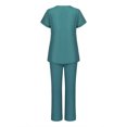 thumbnail image 3 of ICHUANYI Clearance Women Working Uniform Pocket Short Sleeve Blouse+Long Pants Two-piece Sets(Green, S) ICHUANYI WER2023080910042, 3 of 8