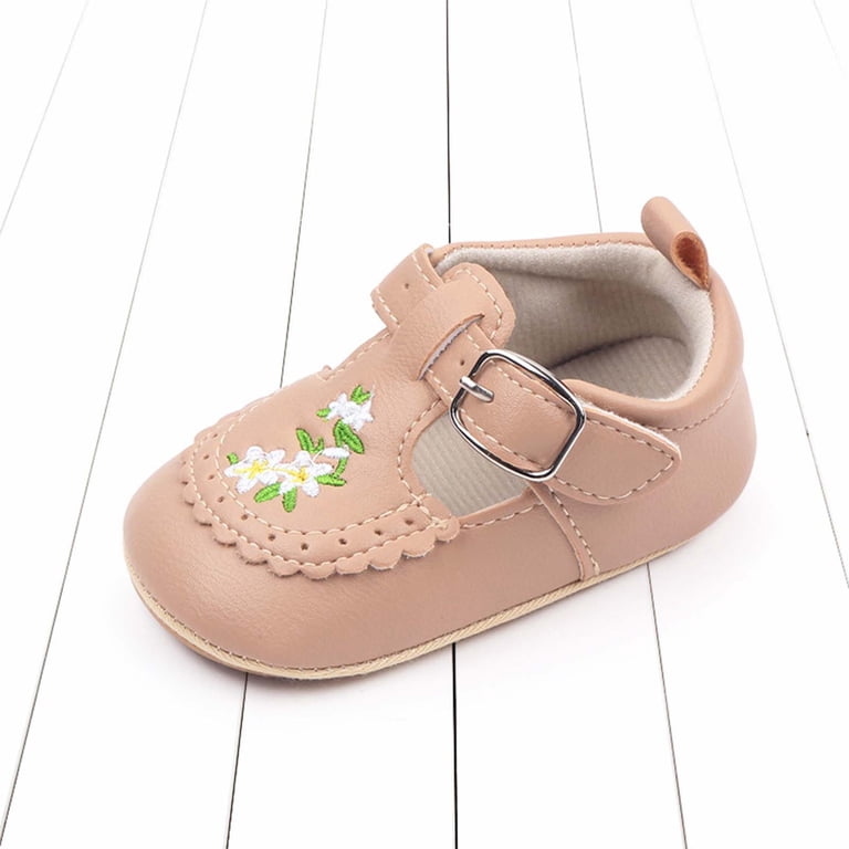 Xfvqtps Baby Girls Walking Shoes Lace Embroidery Flower and Leaf