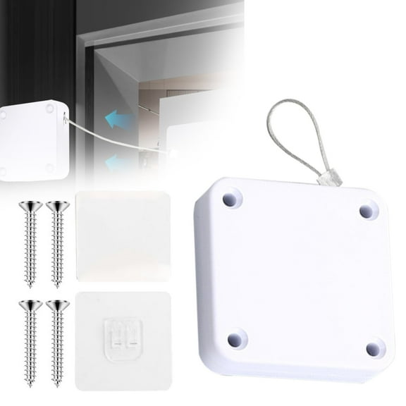 Door Closer Kit (Sliding Door Arm, Automatic Closer), White 1Pc, Automatic Door Closer, Adhesive Installation, No Drilling, 1000G Pull Force, For Interior & Screen Doors, Meiiso