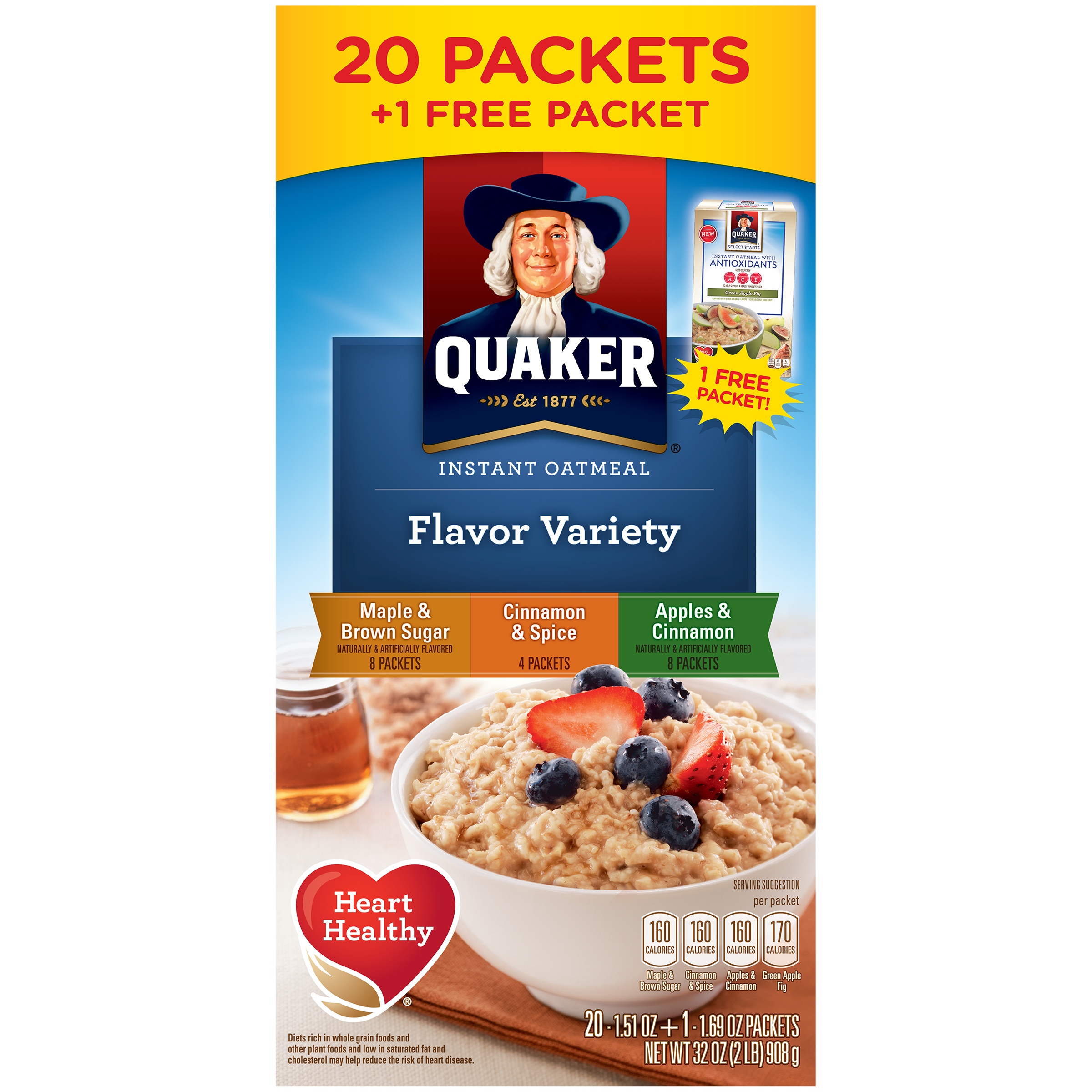 Quaker Flavor Variety Instant Oatmeal 20-1.51 oz. Packets