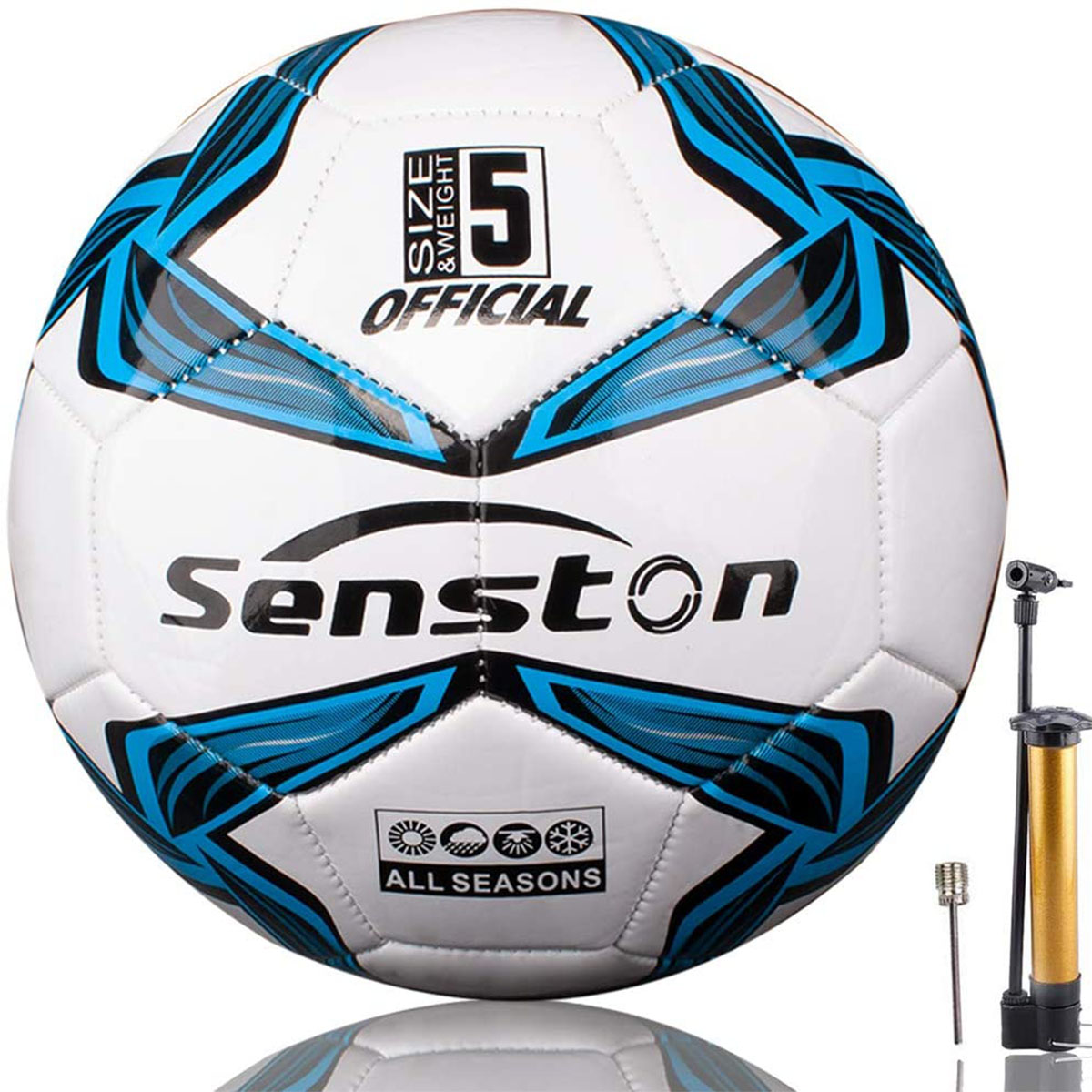 Size 5 Outdoor Football / Soccer Ball - Multicolor, Deflated, Composite Leather, Training Ball
