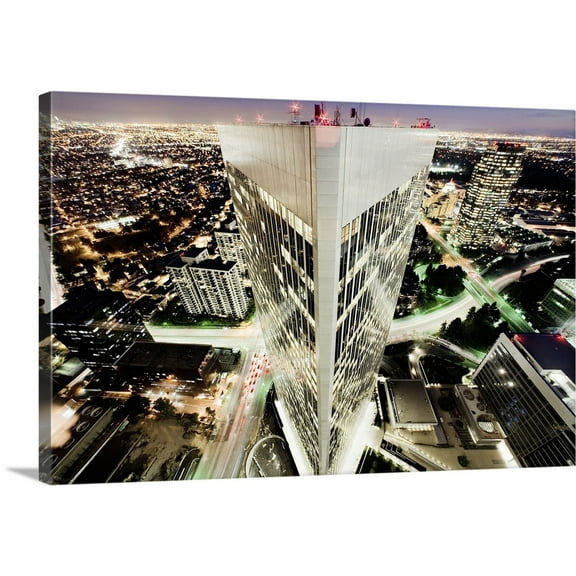 Great BIG Canvas | "Sunset on top of the Twin Towers, Century City, Los Angeles, California" Canvas Wall Art - 24x16