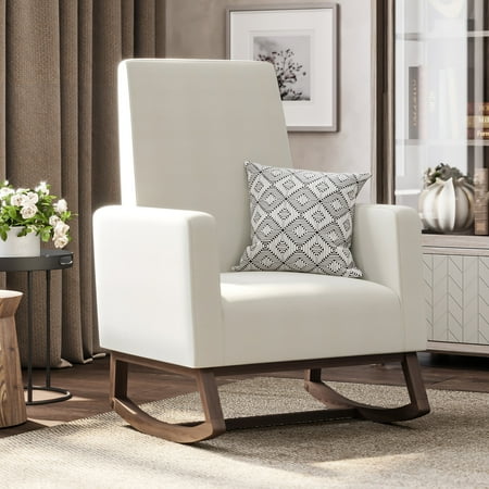 UPC: 0192928001600 | BELLEZE Accent Rocking Lounge Chair Nursery Glider – Felix (White)