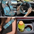thumbnail image 6 of Binienty Floral Hummingbird Vehicle Seat Covers with 15 Inch Steering Wheel Cover Breathable Center Console Cover Seat Headrest Covers Seat Belt Pads 14 PCS Boho Car Interior Decor Set, 6 of 7