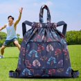 thumbnail image 3 of Basketball Yoga Bag Drawstring Folding Backpack Nylon for Travel (Small Flowers), 3 of 5