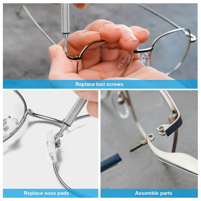 TSV Glasses Repair Kit, Small Precision Eyeglass Screwdriver Set, Optical  Repair Tool with Tiny Screws Nut, Pads and Screwdriver