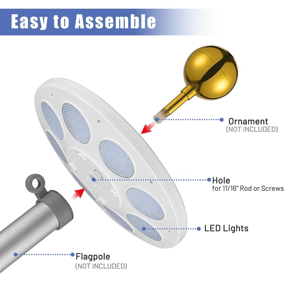 Flagpole Light Topper Hole 11/16" 136LED