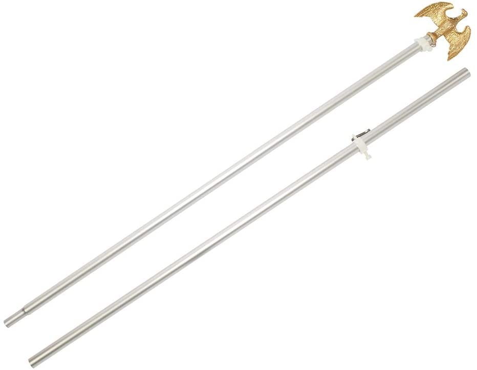 FFN 3x5 Flag Pole and Mount, 6ft Aluminum Telescopic Pole Kit, Eagle Ornament on Top, Screws and Free USA Flag Included, 6