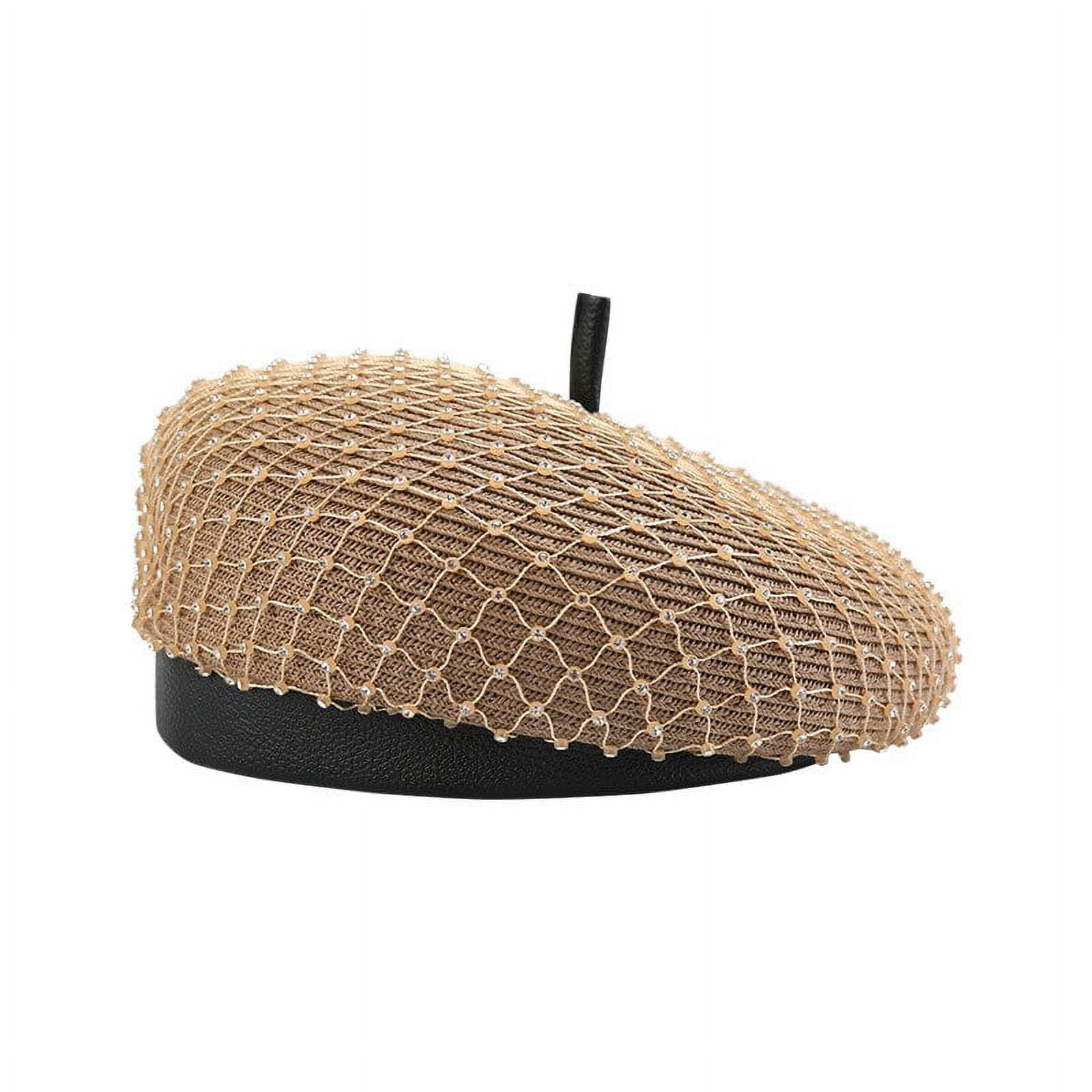 CoCopeaunts Womens Woven Berets Cap Spring Summer French Artist Rhinestone Beret Straw Hat Female Jewelry Painter Caps Bonnet Cap Wholesale