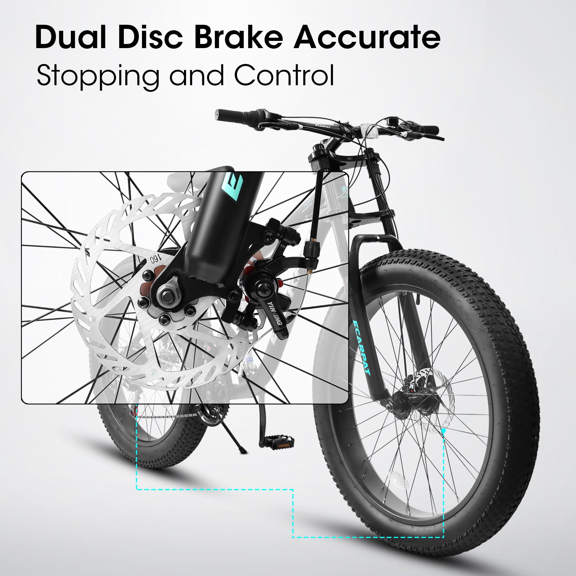 Ambifirner 26" Fat Tire Mountain Bike with Full Suspension - 4" Wide All-Terrain Tires & Shimano 21-Speed Drivetrain - Outdoor Bike for Men/Women 85% Pre-Assembled Durable Design