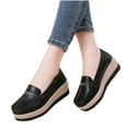 thumbnail image 2 of Black Female Platform Shoes With Wedge Heel Breathable Round Toe Comfortable For Daily Use, 2 of 9