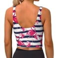 thumbnail image 3 of Kdxio Dark Blue Stripes and Flamingos Print Workout Crop Tank Top for Women Racerback Yoga Tank Tops Athletic Sports Shirts Exercise Undershirts, 3 of 9