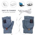 thumbnail image 2 of Kilaqueen USB Heated Fingerless Gloves for Women and Men, Convertible Knit Mittens with Flip Top and Button for Typing, Office Work and Winter Use, 2 of 5