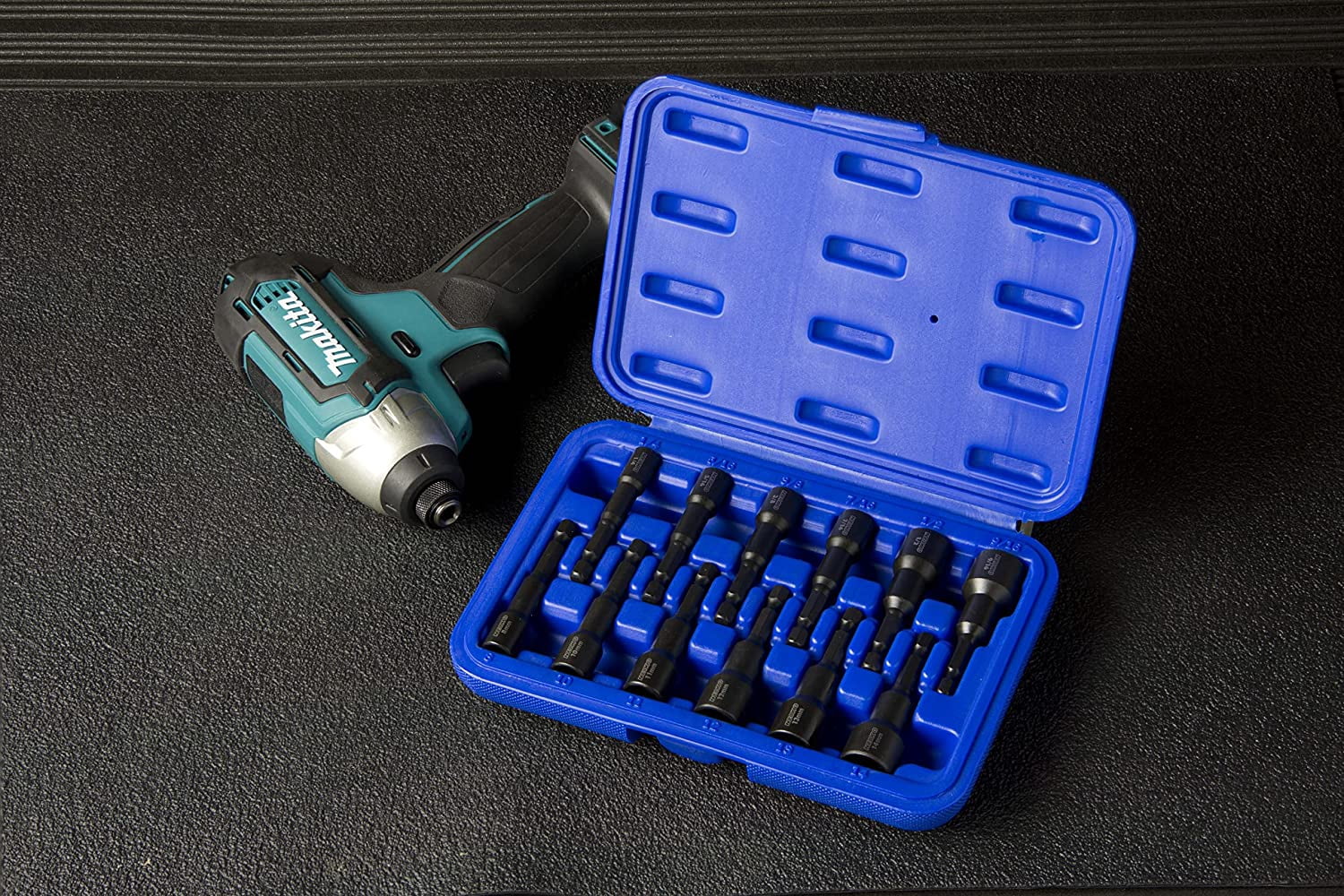 Neiko 10250A Magnetic Hex Impact Nut Driver Set, 12-Piece Driver Bit Set for Drill, Cr-V Steel, 1/4" Quick-Change Hex Shank Nutsetters, Impact Rated SAE & Metric Master Impact Driver Socket Set