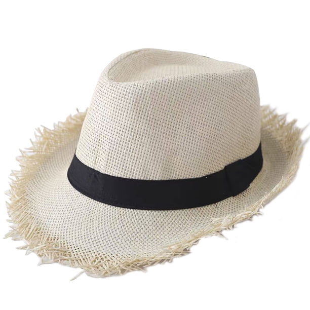 56-58 cm circunferencia del sombrero hombres y mujeres sombrero de copa con borde de hierba roto sombrero de verano protector solar sombrero para el sol transpirable sombrero de jazz