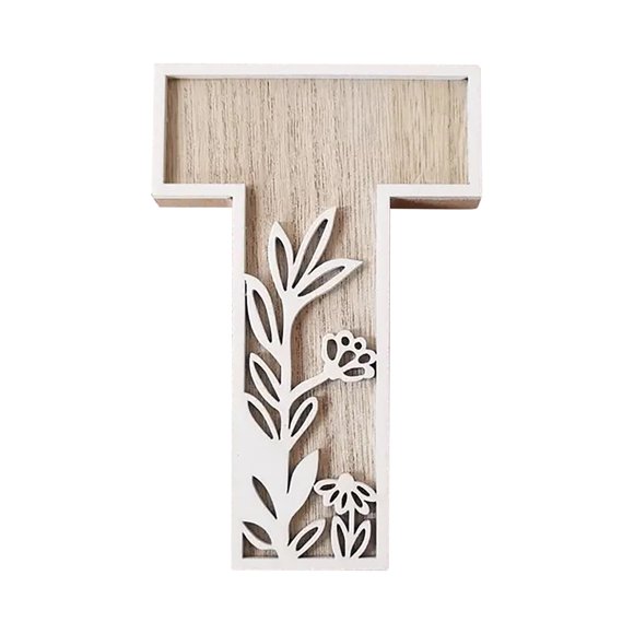 Hbdhejl 5 Inch 26 Letter For Wall Decoration Flowers Can Be Painted On Wood Children'S Room Letters Wooden Letters For Crafts Name Signs Wedding Home Decoration