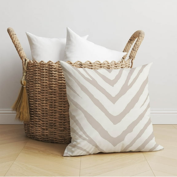 Zebra Stripe Taupe Throw Pillow