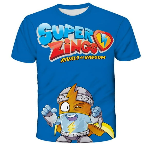 Camisetas Super Zings para niños y niñas, disfraces, novedad de verano 2023, camisetas para niños, ropa informal de dibujos animados para niños, camisetas de cuello redondo 4T Gao Jinjia LED