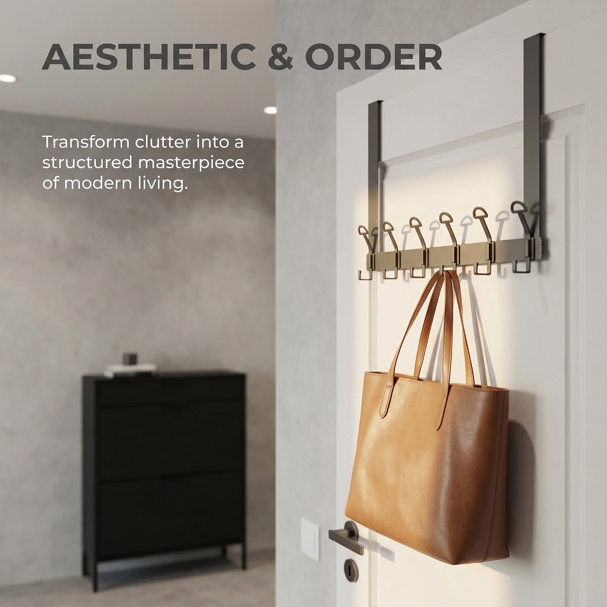 Unique Bargains Coat Rack Wall Mount with 6 Hooks for Entryway Bedroom Gray 15.4"x11"