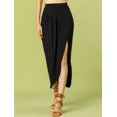 thumbnail image 2 of Unique Bargains Jupe Longue Décontractée pour Femmes Taille Élastique Fendue Asymétrique, 2 of 4