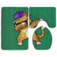 thumbnail image 1 of GOHAO Dabbing Cat Funny Vintage 3 Piece Bathroom Rugs Set Bath Rug Contour Mat and Toilet Lid Cover, 1 of 2