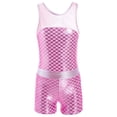 thumbnail image 4 of DPOIS Kids Girls Metallic Gymnastics Ballet Dance Leotard Jumpsuit with Shorts A Pink 4, 4 of 7