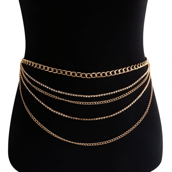 DESIGNICE 2026 New Body Chain Jewelry for Women,Beads Belly Chain,Camera Friendly Gold Waist Chain,43.4",Gold