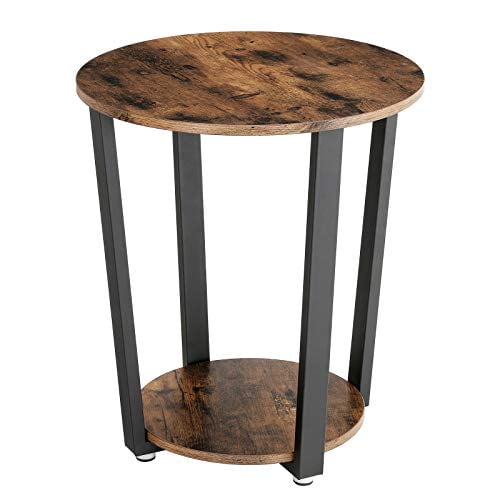 VASAGLE Industrial End Table, Metal Side Table, Round Sofa Table with