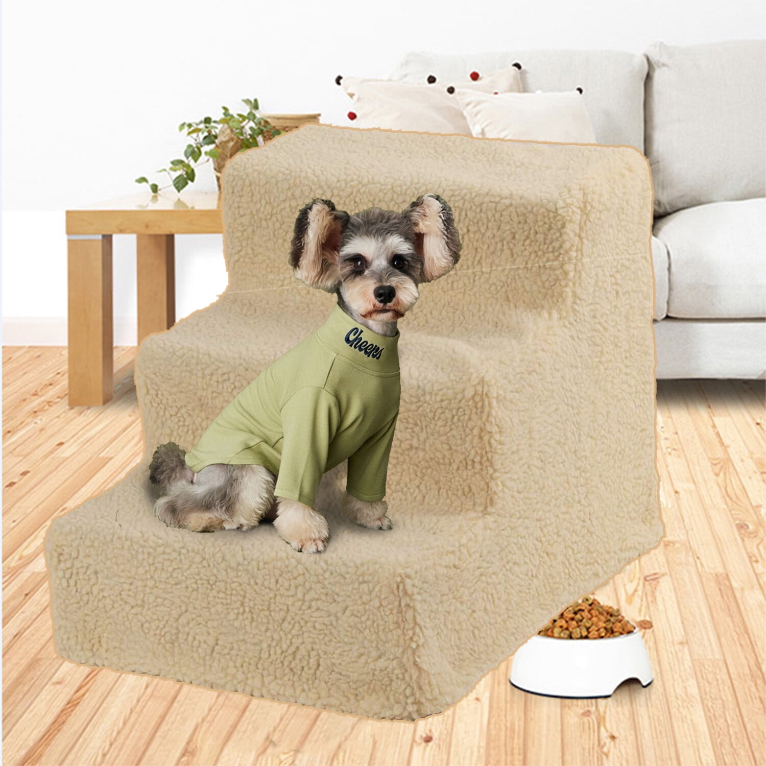 Ashui Pet Stairs Dog Steps 3 Steps Mesh Foldable Washable Anti Slip Bottom Dog Stairs Pet Bed Ladder for Dogs and Cats Bed Sofa