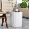 thumbnail image 3 of Attractive Lightweight Concrete Side Table, Antique White Color, 14.88"w X 14.88"d 18.32"h, No Assembly Needed Contemporary Magnesium Oxide End Build, White,, 3 of 5