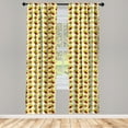 thumbnail image 3 of Ambesonne Tropical Curtains, Star and Papaya Flowers, Pair of 28"x84", Yellow Green Orange, 3 of 5