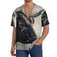 thumbnail image 7 of Lsque Mystical Bull in Fog print Men's Cuban Collar Short Sleeve Shirt Summer Beachwear Casual Button Down Fashionable Vacation Leisure Shirt-4X-Large, 7 of 7