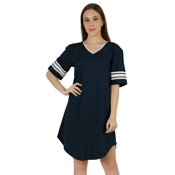 Inkmeso Women V-Neck Short Sleeve Dresses Solid Casual Loose Fit T-Shirt Sports Tunic Short Dress
