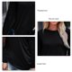 thumbnail image 4 of Mujer Top color puro cuello redondo poliéster manga larga plisada de punto otoño camiseta para el trabajo diario negro XL, 4 of 5