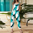 thumbnail image 2 of XINPING Halloween Overalls for Women, Sleeveless Spaghetti Strap Jumpsuit with Pockets, Ghost Pumpkin Print Wide Leg Baggy Romper, Adjustable Straps Fall Holiday Party Outfit 2026, 2 of 7