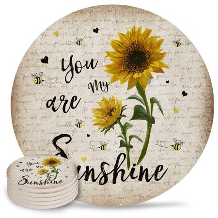 

Drink Coaster Set Sunflower Coasters for Living Room Coffee Bar Decor