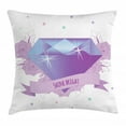 thumbnail image 1 of Girl Slogan Throw Pillow Cushion Cover, Wording with a Huge Crystal Diamond and Roses Flourishing, Decorative Square Accent Pillow Case, 24" X 24", Lavender Violet and Purpleblue, by Ambesonne, 1 of 2