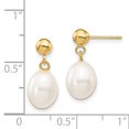 thumbnail image 2 of 14k Yellow Gold 7 8mm White Rice Freshwater Cultured Pearl Drop Dangle Earrings, 2 of 6