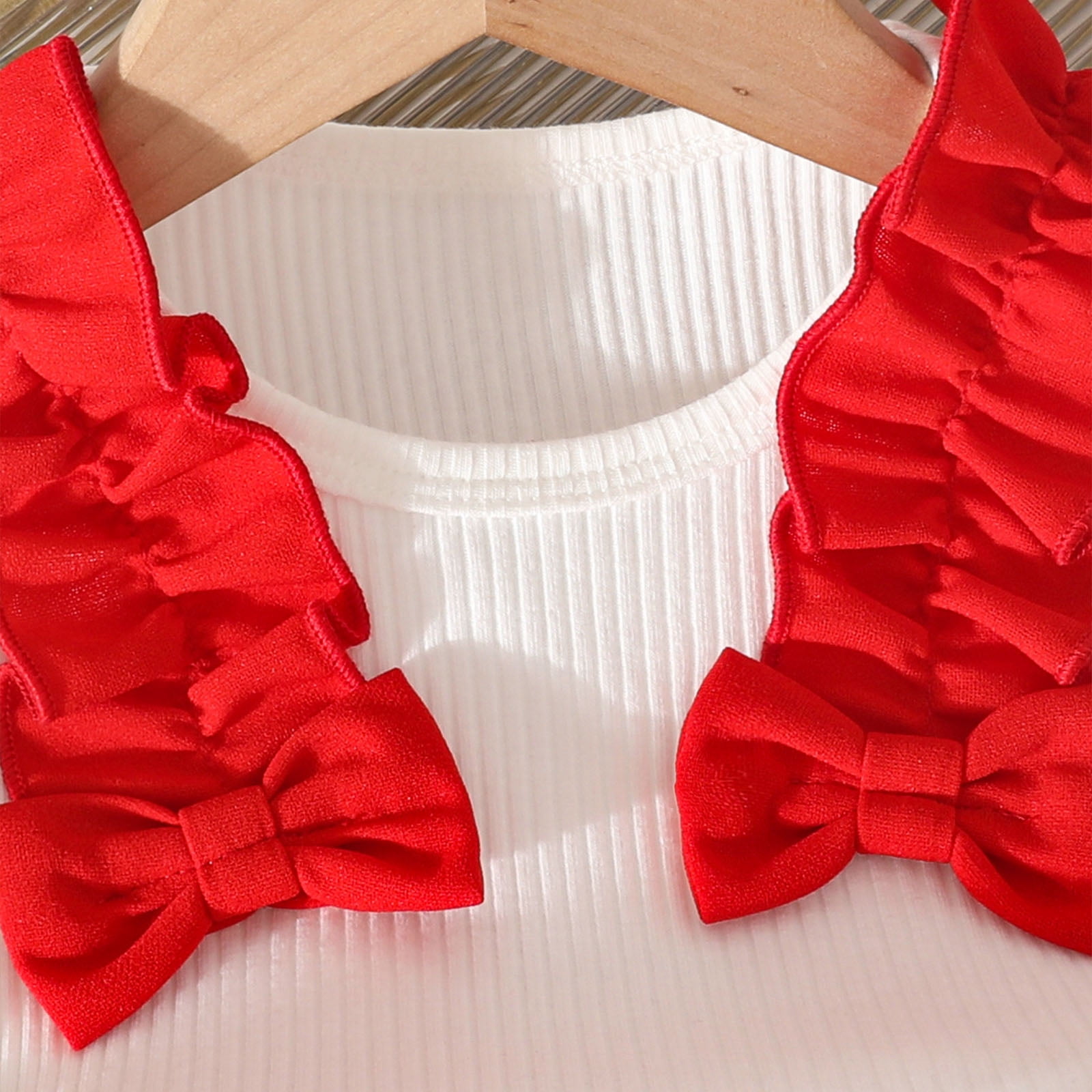 Faraee Toddler Summer Clothes for Girls Baby Ribbed Sleeveless Tops Bow Skort Set with Pockets Infant Cute Casual Outfit (3-4T,Red)