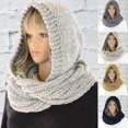 thumbnail image 1 of Bufanda con capucha de punto informal para mujer, gorro Retro cálido para otoño e invierno, bufandas, tamaño 01amarillo, 1 of 5