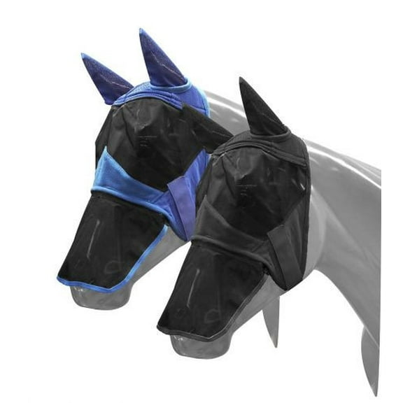 Showman Teddy Fleece Fly Mask w/ Detachable Nose (Black, Small)