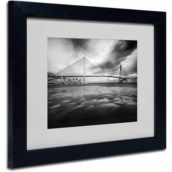 Matted art under acrylic in a black frame