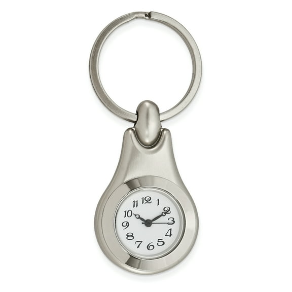 Nickel-plated Fancy Clock Key Ring - Engravable Personalized Gift Item