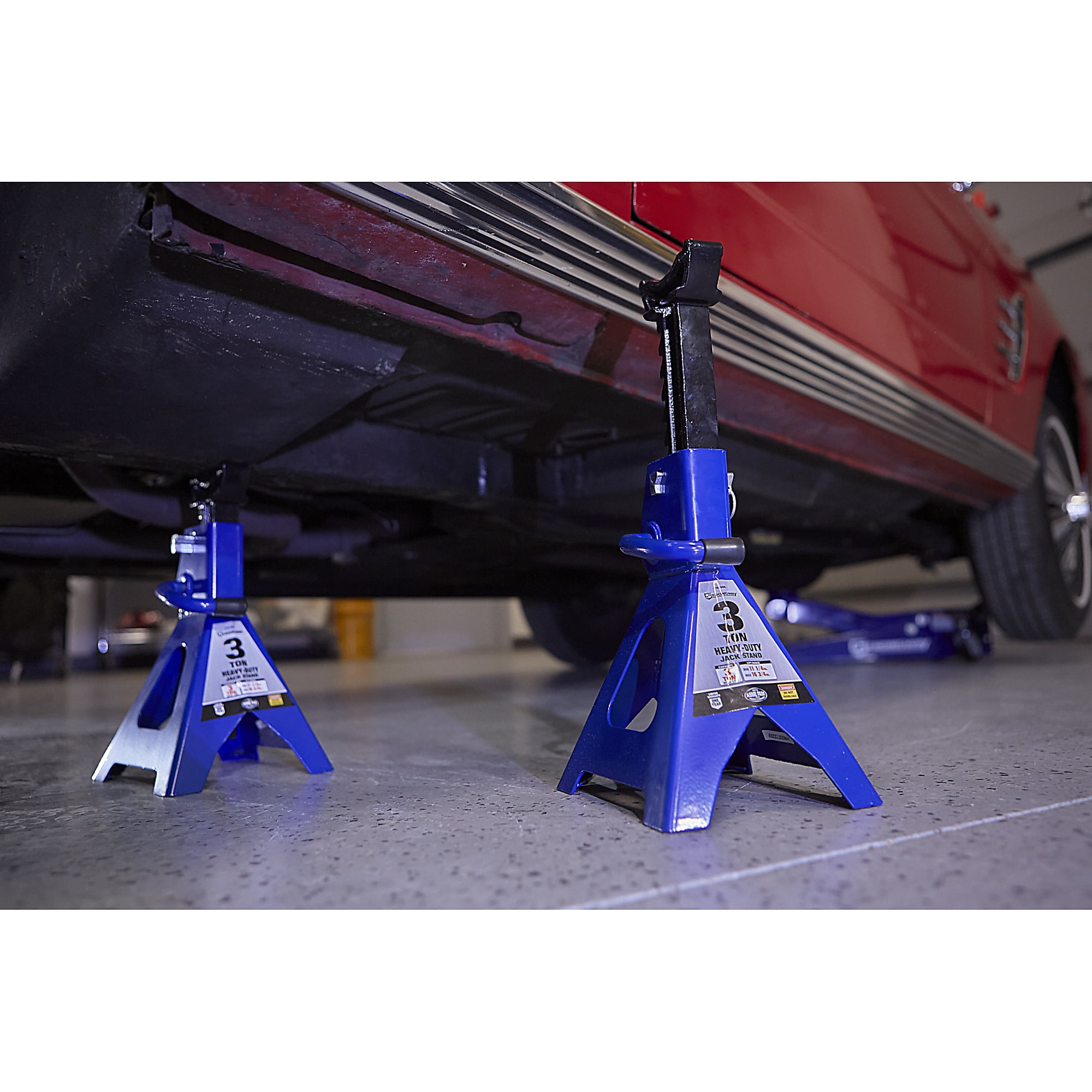 Strongway Double-Locking Jack Stands, Pair, 6000-Lb. Capacity, 11in.–16-3/4in. Lift Range