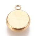 thumbnail image 2 of 100 pc Ion Plating(IP) 304 Stainless Steel Pendant Cabochon Settings Lace Edge Bezel Cups Flat Round Golden Tray: 8mm 13x10.5x3mm Hole: 1.8mm, 2 of 5