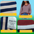 thumbnail image 3 of Women Striped Sweatshirts Long Sleeve Oversized Pullover Tops V Neck Fall Casual Loose Sweater, 3 of 4
