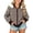 Coffee-06, variant on Girls Striped Knit Zip Up Hooded Cardigan With White Faux Fur Pom Pom Decor Ribbed Cuffs Front Pockets Jacket