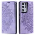 thumbnail image 2 of Case for Samsung Galaxy S21 Ultra Wallet Case for Women Girls with Card Holder, Embossed Flower Pattern Magnetic Flip PU Leather Purse Protective Phone Cover for Samsung Galaxy S21 Ultra, Purple, 2 of 11